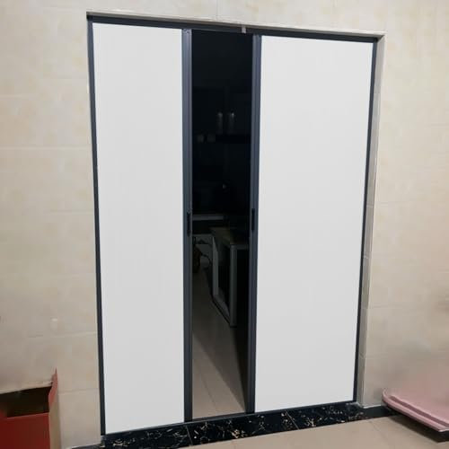 Porta A Soffietto Porte A Libro Alte 203 cm 229 244 cm Ante pieghevoli Divisori per stanze, Armadio oscurante Porta a fisarmonica per isolamento termico/Privacy/Antipolvere - Cancello pieghettato(Whit