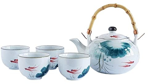 Théière de l'après-midi Service À Thé En Céramique Service De Tasse À Café Goldfish Glaze Théière De Style Japonais Avec Poignée Et Service De Tasses À Thé Pour 4 Adultes Service à Thé Vintage
