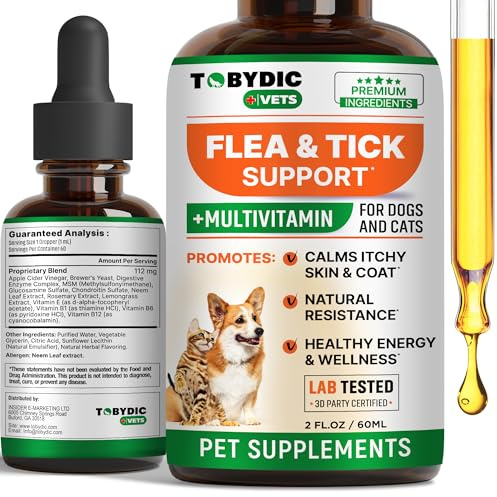 Flea & Tick Prevention Support - Oral Flea Natural Control & Treatment for Dogs and Cats - Herbal Medicine for Small and Large Dogs with Multivitamin Pet Supplement