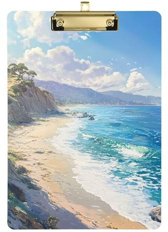 California's Sunny Beaches Ordner mit Klemmbrett, A4, 31,8 x 22,9 cm, Metall-Klemmbrettmappe mit flachem Profil-Clip für LKW-Fahrer, Klassenzimmer