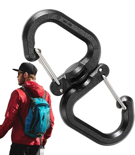 3pcs Outdoor 360 Rotating Hook - Camping Double Hooks, Locking Hooks | Portable S Chain Hooks, Multi-Use Backpack Carabiner With 360 Degree Swivel For Backpacks, Dog Walking