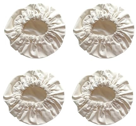 4 Pcs Organic Jar Covers Jam Jar Covers Bowl Covers Unbleached Reusable 100% Cotton Stretchy Cloth Bowl Jar Lids (Fits Jar Mouth Ranging 2.5-5 Inches)