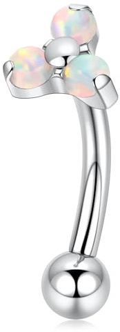 hengkaixuan 16G Augenbrauenpiercing Schmuck G23 Titanium Rook Earring Daith Jewellery Vertical Labret Lip Ring Augenbrauenring Small Belly Button Ring Curved Barbell Cartilage Helix Earring 8mm