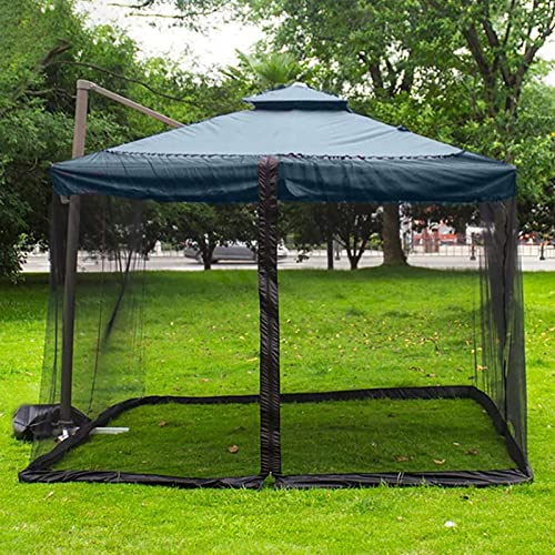 Moustiquaire carrée avec fermeture éclair pour parasol d'extérieur de 3 x 3 m, noir