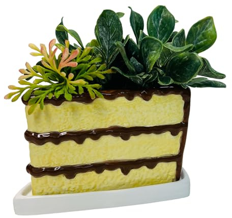 Streamline Imagined Birthday Slice of Cake Planter Set - Chocolate