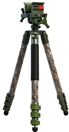 Trípode de camuflaje forestal con marco de aluminio duradero, diseño ligero, estable, nivel de burbuja, patas ajustables y funcionamiento manos libres para caza, tiro y al aire libre (camuflaje