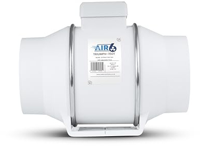 AIR 6 Triumph-150T Inline-Abluftventilator mit Timer für 150 mm Luftführung, beeindruckende Luftmenge von bis zu 540 m³/h (TRIUMPH150T für 150 mm 6 Zoll)