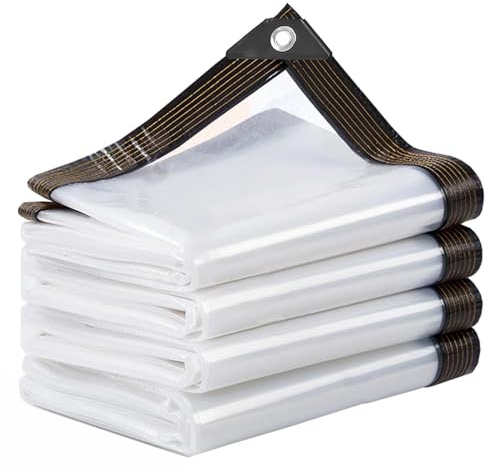 SXEVZOO Telone Trasparente Larghezza 1,5m 2,5m 3,5m 4,5m Telo Resistente alle Intemperie con Occhielli Esterno Antipioggia Copertura in Plastica PE(2.5x3.5m)