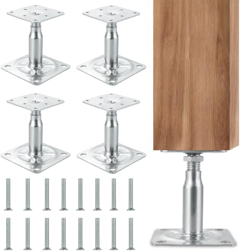 4 Stück Pfostenträger Höhenverstellbar,100-150 mm,Verstellbar Pfostenträger | Verzinkte, zum Einbetonieren Stützenfuß, Stützenfuß Bodenfuß für Unterstände, Bauarbeiten, Carports, Pergolen, Terrassen