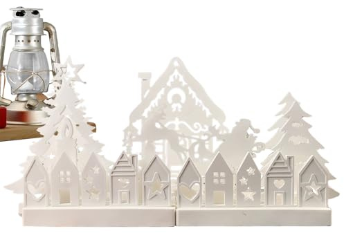 Winterszene für hölzerne Weihnachtsdorf - Holzszenen | Silicon House Figur Form | Set von 7 Hausfiguren Accessoires Silikonform für Weihnachtsanfänger-freundliche Gießform
