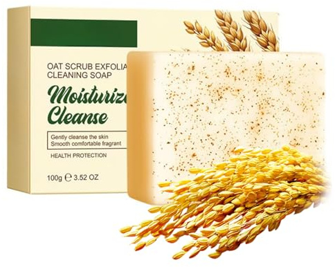 Oatmeal & Glycerin Soap Bar-Exfoliating Body Scrub -Hyperpigmentation, Face & Mens Soap for Dark Spots & Smooth Skin - Hydrating, Vegan & Cruelty-Free-100g