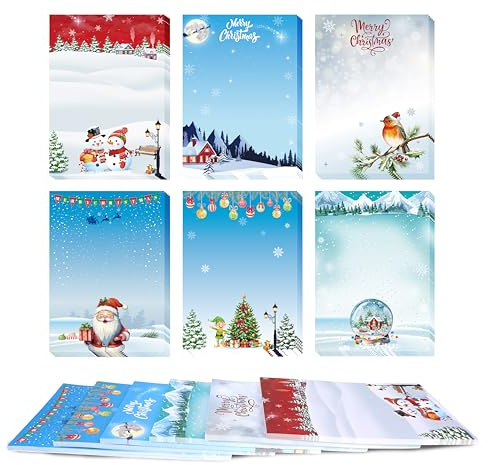 JSRQT 6 Pack Haftnotizen Weihnachten Selbstklebende Haftnotizzettel Mini Sticky Notes Klebezettel Weihnachts Schneemann Weihnachtsbaum Weihnachtsnotizen Xmas Cartoon Notizblöcke Heimdekoration