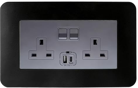 1Pcs Double Socket Surround Black,Light Switch Surrounds 14.6x8.6cm | Light Switch Cover Plate,Finger Plates for Light switches,Light Switch Frame Surround for Home Decoration