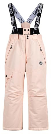 Pantalon imperméable pour enfants - Isolation thermique réglable - Avec genouillères - Pantalon de neige imperméable - Pantalon de ski - Pantalon d'hiver renforcé - Durable - 5 à 14 ans, 04#_rose, 14