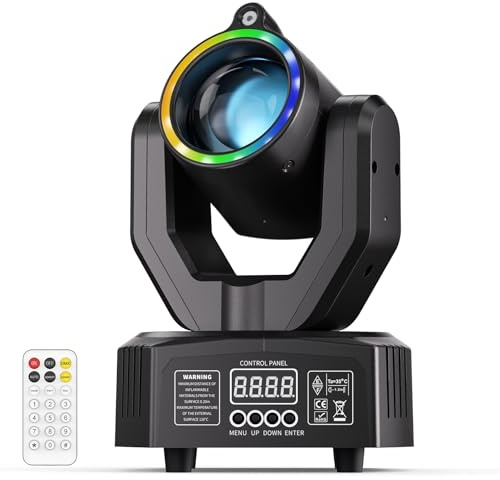 Mini Cabeza Móvil LED de 30W con Haz RGBW, Luz Verde + Efecto Starfield d-mx512 Sonido Activo Maestro Esclavo con Control Remoto para DJ Bodas Fiestas Clubes Escenarios