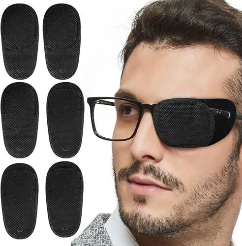 Dimeho 6 Stück Augenklappen für Brillen, Wiederverwendbare Brillen-Augenklappen, Wiederverwendbare Professionelle Medizinische Augenklappen zur Behandlung von Lazy Amblyopie, Strabismus