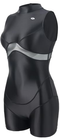 LEOHEX Damen Glänzender Bodysuit Upgrade Seidig Mockneck Mesh-Einsatz Yoga Tanz Gym Rave Badeanzug