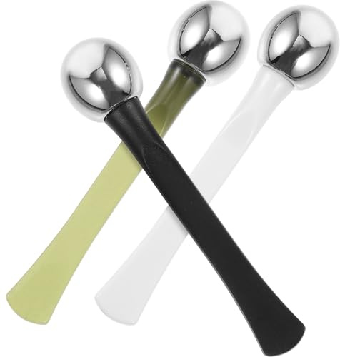 SOLUSTRE 3 Stück Augenmassagegerät Metall Augencreme Löffel Make Up Stick Hautpflegegerät gegen Augenringe Schwellungen für Gesichtsmassage Zuhause Salon