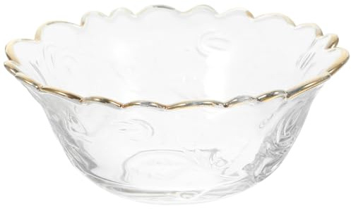 Zerodeko Tazón de Postre Grande de Vidrio Borde Dorado, Cuenco Reutilizable para Servir Postres y Frutas, Ensaladera Elegante para Uso Hogar y Entretenimiento