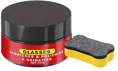 Windschutzscheiben-Kratzerentferner 50 g Reinigungs-Detailing-Paste | Auto-Glas-Kratzer-Politur-Reparaturwachs Für Oxidation, Flecken, Vogelkot, Fahrzeuge, LKW, SUV, Wohnmobile, Limousinen und