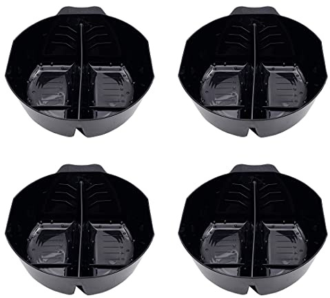 Colortrak Stackable Double Color Bowl (4 Pack), With Divider Perfect for Double Process Color, Measurement Markings Inside Bowl, Stackable for Storage, Black,