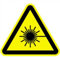 Cartel de advertencia de rayo láser según ASR A1.3 / DIN 7010, aluminio SL 9 cm (señal de advertencia, radiación láser), resistente a la intemperie
