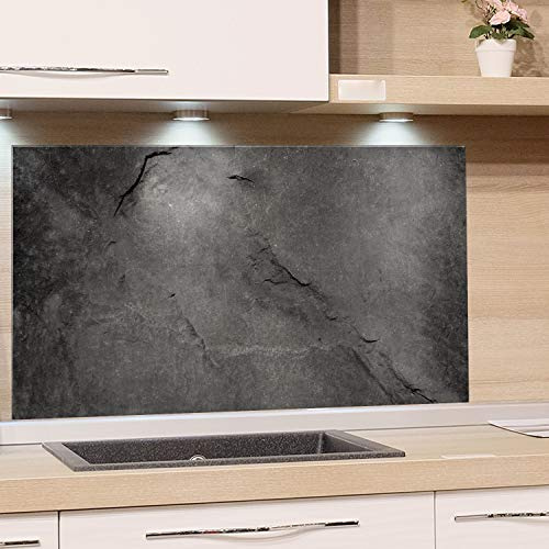 GRAZDesign Küchen-Spritzschutz Glas, Bild-Motiv Granit Grau Marmor, Glasbild als Küchenrückwand - Küchenspiegel - Wandschutz Küche Herd, Spritzschutz, 60x40cm