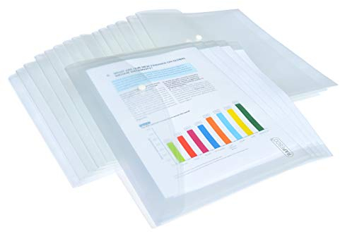 Rapesco 1496 ECO Recycelte Dokumentenmappe mit Druckknopf, A4+, Klar Transparent, 20 Stück