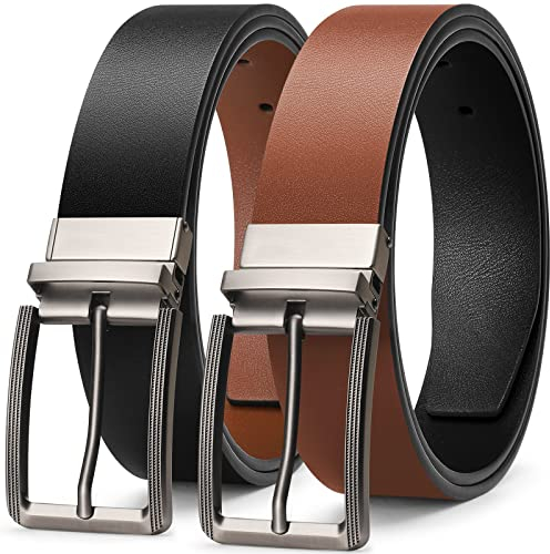 BESTKEE Gürtel Herren, Ledergürtel herren, 35mm Herrengürtel, Männer gürtel, Anzuggürtel, Jeansgürtel für Männer, Ein Gürtel Wendbar Zwei Farben
