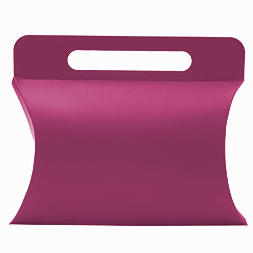 10 Pcs Caja de Regalo con Asa Troqueada，Material de Carton，Formando de Almohadas. Caja para joyeros，regalos de cumpleaños，y de fiestas. (Fucsia, 16.8x14.5+4.7cm)