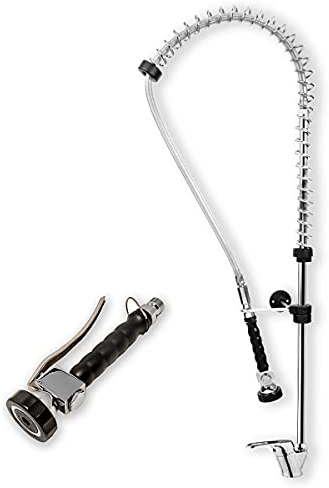 GOLDMAN SERVICE | Rubinetto industriale estensibile doccia per lavello da cucine ristoranti con doccetta flessibile nero irroratore moncomando maniglia girevole