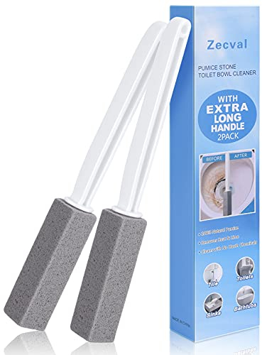 2er Pack Bimsstein WC Schüssel Reinigungsbürste mit extra langem Griff, Entfernen von hartem Wasser, Kalziumablagerungen und Rost geeignet für Reinigung von Toilette, Fliesen, Küchenspüle, Grill