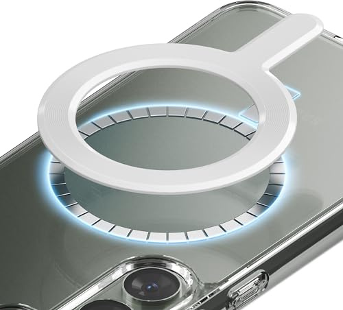 Universal Handy Magnet Ring Aufkleber für alle Smartphones, Sinjimoru Starker Magnetring Sticker Adapter für MagSafe Nachrüsten für Android/iPhone Handy Hülle. M-Plate Weiß