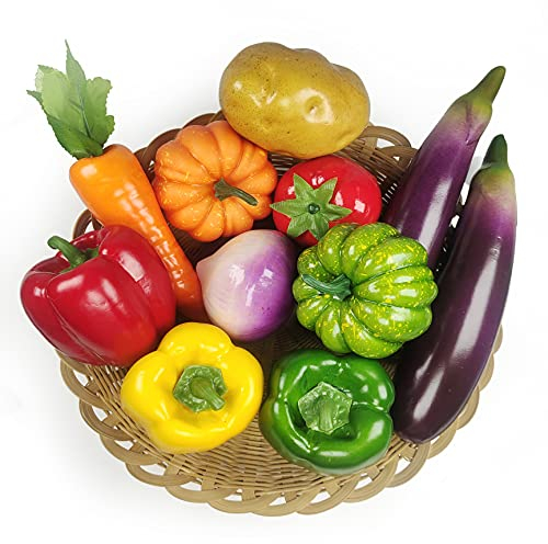 11 Stück künstliches Gemüse Pack Simulationsgemüse für die Dekoration, gefälschtes Gemüse Set für Küche Wohnkultur, dekoratives Gemüse künstliche Zwiebeln Karotten Kartoffeln gefälschte Tomaten