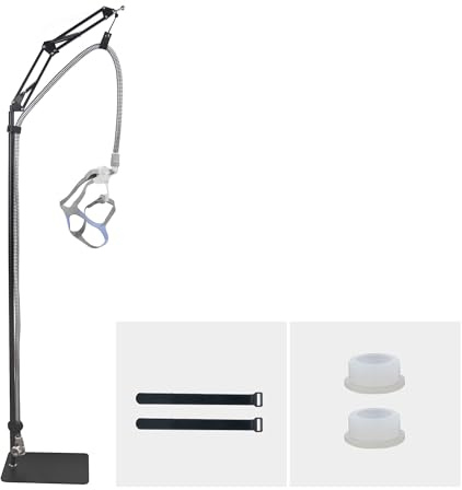 CPAP Schlauchhalter, Heber, Klemme, Clip, Haken, Unterstützung, Nachttisch-Aufbewahrungsset, Metallstruktur, stark, max. 1,7 m, Winkel höhenverstellbar, verhindert lose Verheddern von Luft während des