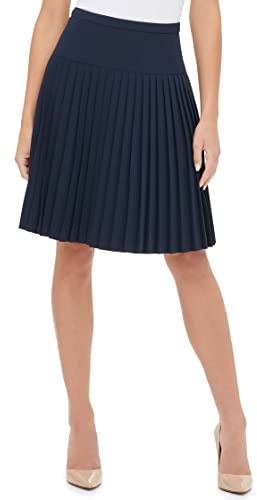 Tommy Hilfiger Lined Zip Office Pleated Skirt Gonna, Midnight, 42 Donna