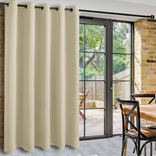 DWCN Raumteiler Vorhang Blickdicht Beige Raumtrenner H213xB203cm Thermovorhang 1 Stück Blickdichte Vorhänge Raumtrenner Gardinen Ösen Kälteschutz Verdunkelung Sichtschutzvorhänge für Büro,Wohnzimmer