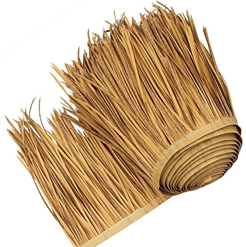Feuilles Palmiers Rouleau de Chaume Simulée, Toit de Chaume de Paille Rouleau Plastique PE, Toiture Paille Palmier Toit Artificiel Tuile de Chaume pour Parasol Abri, Jardin Patio, Gazébos Décoration (