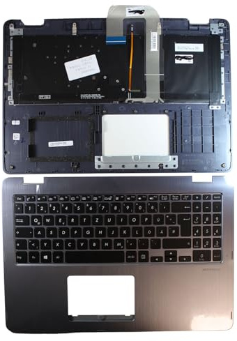 Power4Laptops Tysk med svart topcase svart ersättning laptop tangentbord kompatibel med Asus Transformer Book Flip TP510UA-E8016T