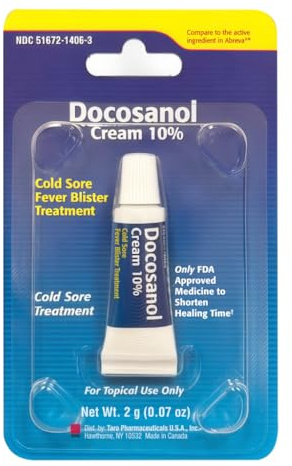 TARO Cold Sore/Fever Blister Treatment - Docosanol 10% Cream (0.07 oz - 1 Tube)