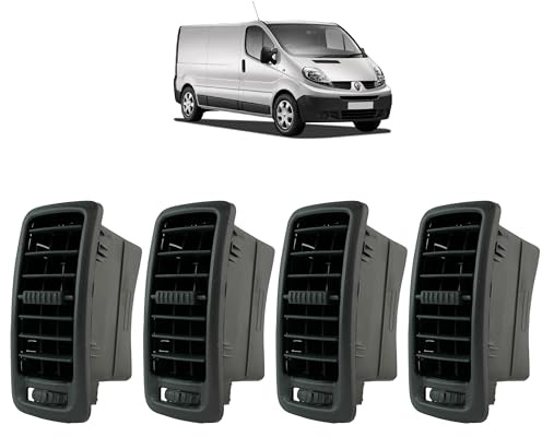 4 grilles ventilation d’air compatible pour Trafic 2, Vivaro A et Primastar (2000-2014) grilles aération : chauffage et clim | gauche, droite et centrale