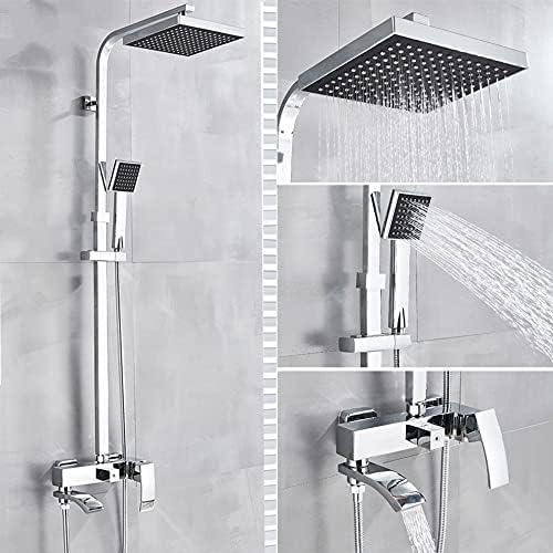 SANTPOP Badarmatur Chrom Regendusche Badarmatur Wandmontage Badewanne Dusche Mischbatterie Regendusche Wasserhahn Duschset Mixer