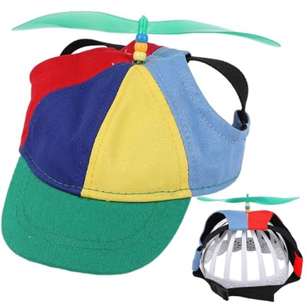 Propeller Mütze Hundepropellermütze Hunde Baseballmütze Bunte Propellermütze Lustige Propellerkappe Hundemütze Mit Elastischen Ohrlöchern Regenbogen Helikopter Zylinder Für Sport