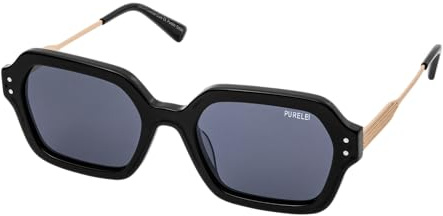 Purelei Coastal Core Sonnenbrille, Modische Sonnenbrille in Schwarz/Gold, UV400 Schutz, Oval/Eckige Form, Acetat/Metall Gestell, Inklusive Etui, Geschenk für Frauen
