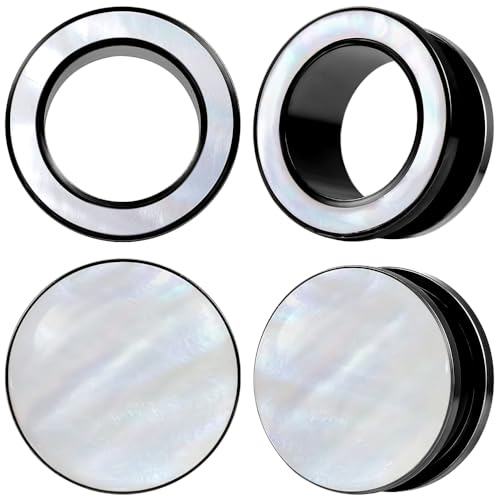 DOEARKO Dilatatore Orecchio Flesh Tunnel in Acciaio Inossidabile Double Flared Tunnel Ear Tunnel Expanders Stretchers Piercing Barretta Tunnel per Uomini e Donne,6mm a 25 mm (Negro, 6mm)