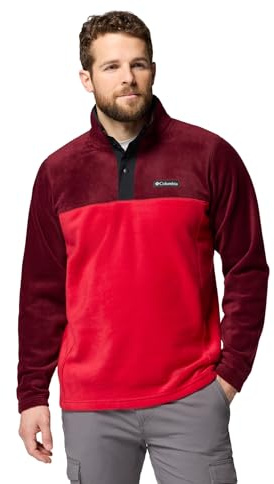 Columbia Men's Steens Mountain Half Snap 2, Fleece Pull Over, Mtn Red/Rich Wine/Black, XXL