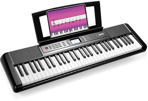 Piano Keyboard 61 gewichteten Tasten, Digital Piano für Anfänger, tragbares E-piano, 300 Sounds, Keyboard mit Lautsprechern, LCD, USB-MIDI, Notenständer, Kopfhöreranschluss, Premium-Stimmen