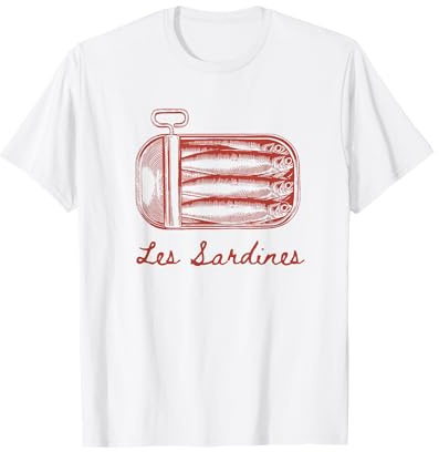 Les Sardines Fisherman Aesthetic Coastal Sardine Fish T-Shirt