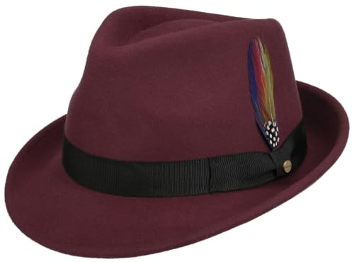 Stetson Elkader Cappello Trilby Donna/Uomo - da Uomo Fedora con Nastro in Grosgrain Estate/Inverno Primavera Estate Autunno Inverno - L (58-59 cm) Raspberry