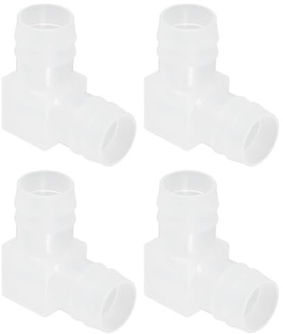 sourcing map Lot de 4 raccords cannelés de tuyau de 13/16, coude à 90 degrés en forme de L 2 voies en plastique pour tuyau d'air, tuyau domestique, carburant, gaz, liquide